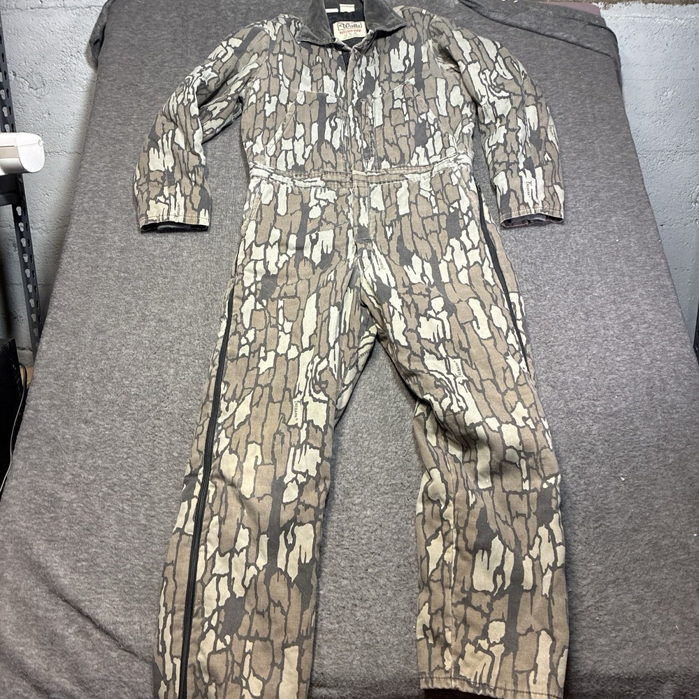 Vintage USA Walls Blizzard‎ Pruf Insulated Coveralls SZ L Treebark Camo Hunting